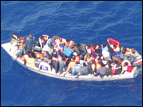 Migrant vessel photographed by Maltese planes 21-05-07 - courtesy of UNHCR
